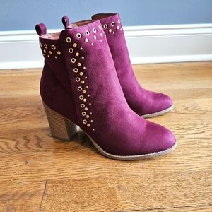 NEW! Faux Suede Gold Accent Ankle Bootie